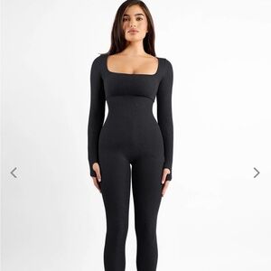 Elegant Black Long Sleeve Leggings Jumpsuit